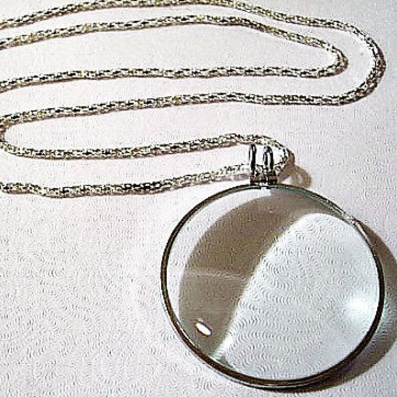 Magnify Glass Necklace Silver Tone 5x Power 36" Chain - Picture 4 of 8